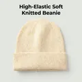 Cremefarbene Strickmütze mit grober Rippstruktur und hoher Elastizität für Damen und Herren - Einheitsgröße / Beige