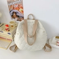 Zaino trapuntato bianco panna con spalline kaki e tasche laterali dal design minimal - Bianco Sporco