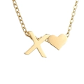 Collana placcata in oro con ciondolo a cuore 3D e lettera X su catena a maglie fini - Lettera X - Oro