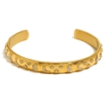 Brazalete de acero inoxidable chapado en oro de 18K con motivos de luna y estrellas - Estilo de la Luna del Tarot (Brazalete Dorado)