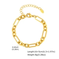Detail of 18K gold double layer chain bracelet with lobster clasp and size dimensions - Gold