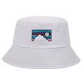 Chapeau bob en coton blanc avec broderie de montagne colorée pour le plein air - Taille unique / Blanc