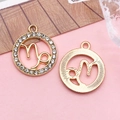 Golden Capricorn zodiac pendant set with rhinestone accents for DIY jewelry making - Capricorn