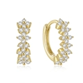 Exquisite S925 sterling silver gold-plated flower hoop earrings with zircon accents - Style 6 / Gold