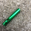 Green aluminum emergency whistle with metal keychain for outdoor safety and survival training - Green