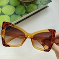 Orange cat-eye glasses with leopard print corners and brown gradient lenses - Transparent Yellow Double Gray Lens
