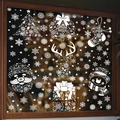 Autocollants de Noël blancs pour fenêtres avec Père Noël, rennes et flocons de neige - Lot de 7 BQ(472-477)+479