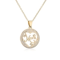 Detalle del colgante MOM chapado en oro de 18 quilates con circonitas brillantes - 21802-Colgante MOM Estrella Cursiva