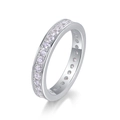 Sparkling S925 sterling silver eternity ring with pavé set moissanite round cut stones - US Size 9 / 2.0mm Single Row Moissanite (R13018)