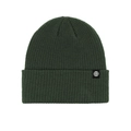 Winter knitted beanie in dark green with ribbed texture and branded square patch - Single Hat - Army Green