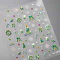 Autocollants d'ongles de Noël holographiques laser avec sapins verts et flocons - Style Holographique Laser de Noël (M-254)