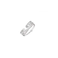 Silver multi-layer crossover open ring with pavé cubic zirconia star accents - Cross Zirconia Double Layer