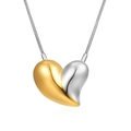 Collana con pendente a cuore bicolore oro e argento con catena a serpente elegante - Ciondolo a cuore / Bicolore Oro e Argento