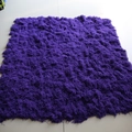 Deep purple artificial long-pile moss rug with thick shaggy texture for home decor - 1m x 1m / Deep purple