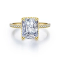 Anello in argento 925 con zircone taglio radiant e pavé con finitura dorata - US 5 / Oro Bianco Zircone