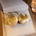 Minimalist matte gold C-shaped stud earrings in a premium textured bean-like 3D design - 25# Gold Bean Ear Buckle