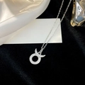 S925 sterling silver zodiac Taurus constellation necklace with white zircon pendants - Taurus Style (NS984) / 925 Silver