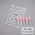 Dettaglio adesivi per unghie MO-346 con cuori e stelle bianchi su unghie sfumate - Stile Cuore Stella Rilievo 3D Bianco (MO346)