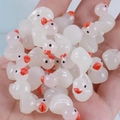 Miniature translucent white resin ducks for DIY crafts and micro landscape decoration - White