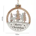Ornamento natalizio in legno traforato con Babbo Natale e renna misura 10,5 cm - Babbo Natale