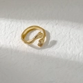Minimalist golden hugging hands open ring with a creative polished metal design - Adjustable Open / 14K Gold
