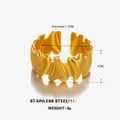 Golden stainless steel open ring with continuous heart design for women gift - Heart Open Style / Gold