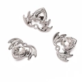 Silver winged heart pendants with inlaid clear gemstone for DIY jewelry making - Transparent Heart Wings