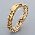 Bracciale a catena cubana dorata in acciaio inossidabile con chiusura piatta - Oro (KB56160-D)
