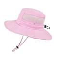 Cappello parasole rosa a tesa larga con rete traspirante e laccetto regolabile - Rosa