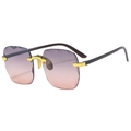 Frameless oversized sunglasses with purple gradient lenses and gold metal accents - Gray to Tea Gradient (Old Model)