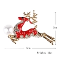 Golden reindeer brooch with red enamel, crystal accents, and white pearl detail - xz4802A Red Christmas Deer