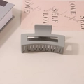 Matte grey rectangular hollow hair claw clip for thick hair shown on a pink card - #8 Matte Gray - 8.5cm / Bulk (No Packaging)