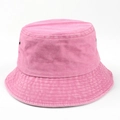 Detail of pink washed cotton bucket hat showing metal eyelets and fabric texture - M (56-58cm) / Pink