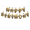 Striscione Happy Birthday a tema ape per decorazioni di feste con strisce gialle e nere - Set di Banner Happy Birthday