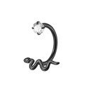 Piercing lèvre serpent en acier noir avec cristal de zircon et filetage interne - Noir
