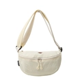Bolso bandolera de nailon en color crema con diseño de media luna y cremallera - Blanco Roto