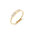 Adjustable 18K gold-plated mama ring with white enamel plate and crystal stone - Adjustable Open / Gold-White