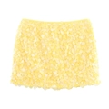 Detailed view of yellow sequin mini skirt with dense reflective circular paillettes - XS / Yellow