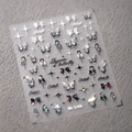 Self-adhesive laser butterfly nail stickers in silver M-346 with gypsum rose patterns - M-346 / Holographic Butterfly Rose