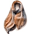 Elegante sciarpa a quadri beige e marroni con frange per il calore invernale - 180cm / Cammello Chiaro