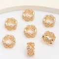 14K gold plated hollow bead charm with micro-set zircons for DIY bracelet jewelry making - Micro Pave Hollow Spacer 6x11mm ID 7mm / 14K Gold Plated/Color Retention