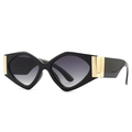 Modern geometric sunglasses with black frames and grey gradient lenses on white background - Black / Gradient Grey