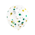 12-inch clear balloon filled with decorative green and gold round paper confetti - Yellow Green Sequins