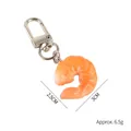 Realistische PVC gekookte garnaal sleutelhanger van oranje hars met metalen haak - Kleine Gele Garnalenvlees met D-gesp