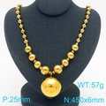 Conjunto de collar de acero de titanio dorado con un gran colgante de bola de 25 mm - Collar (KN290572-Z) / Dorado