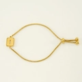 18K gold plated titanium steel adjustable box chain bracelet with letter I pendant - Gold I