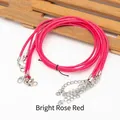 Bright rose red 1.5mm waxed necklace cord with silver lobster clasp and extension chain - Bright Rose Red