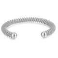 Brazalete abierto de resorte de 8mm bañado en oro de 18K en acero inoxidable pulido - Color Acero