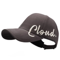 Dark grey open top sun visor hat with Cloud embroidery and adjustable strap back - Gray
