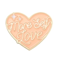 Broche en émail rose en forme de cœur avec lettrage doré More Self Love - Style Cœur Rose MORE SELF LOVE (XZ7331)